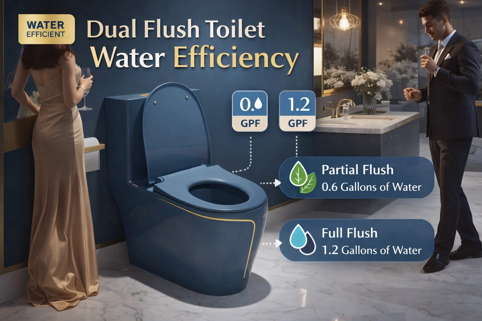 Dual flush toilet water efficiency