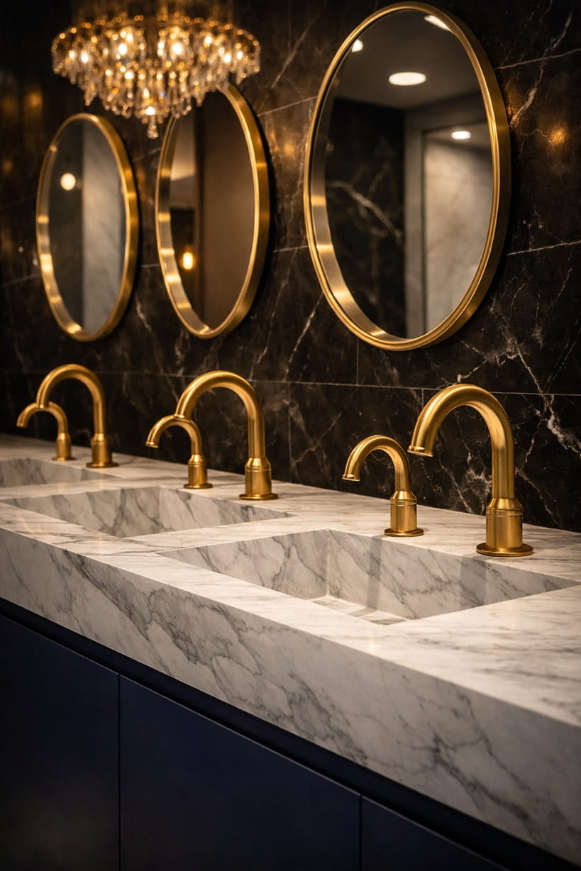 Modern commercial bathroom interior