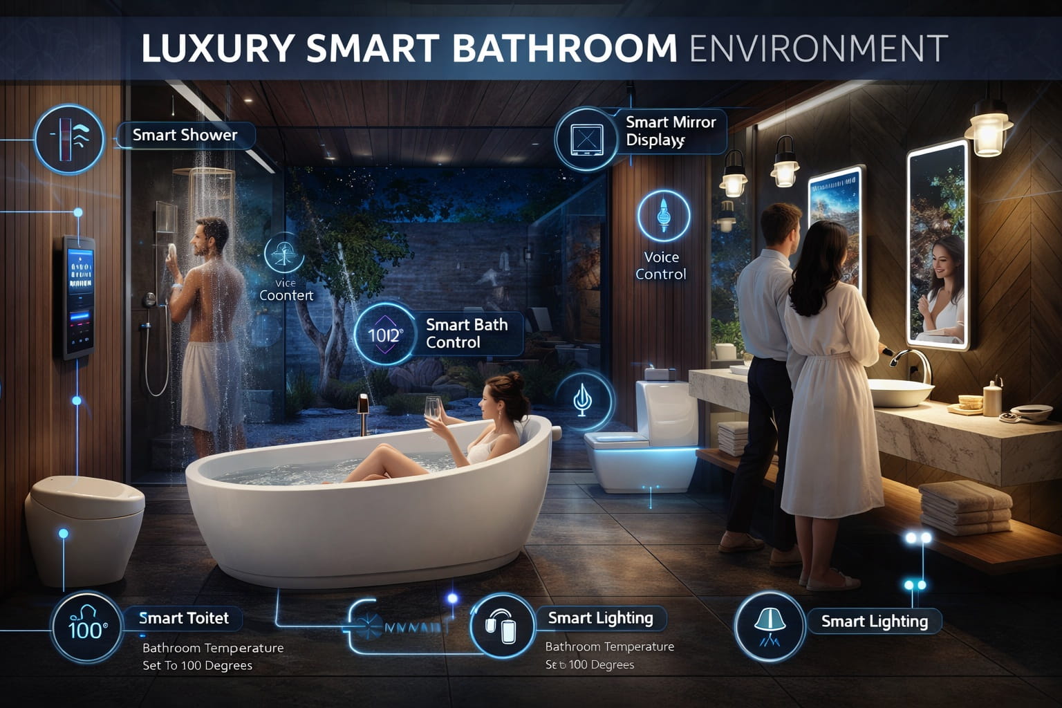 Luxury smart bathroom environment