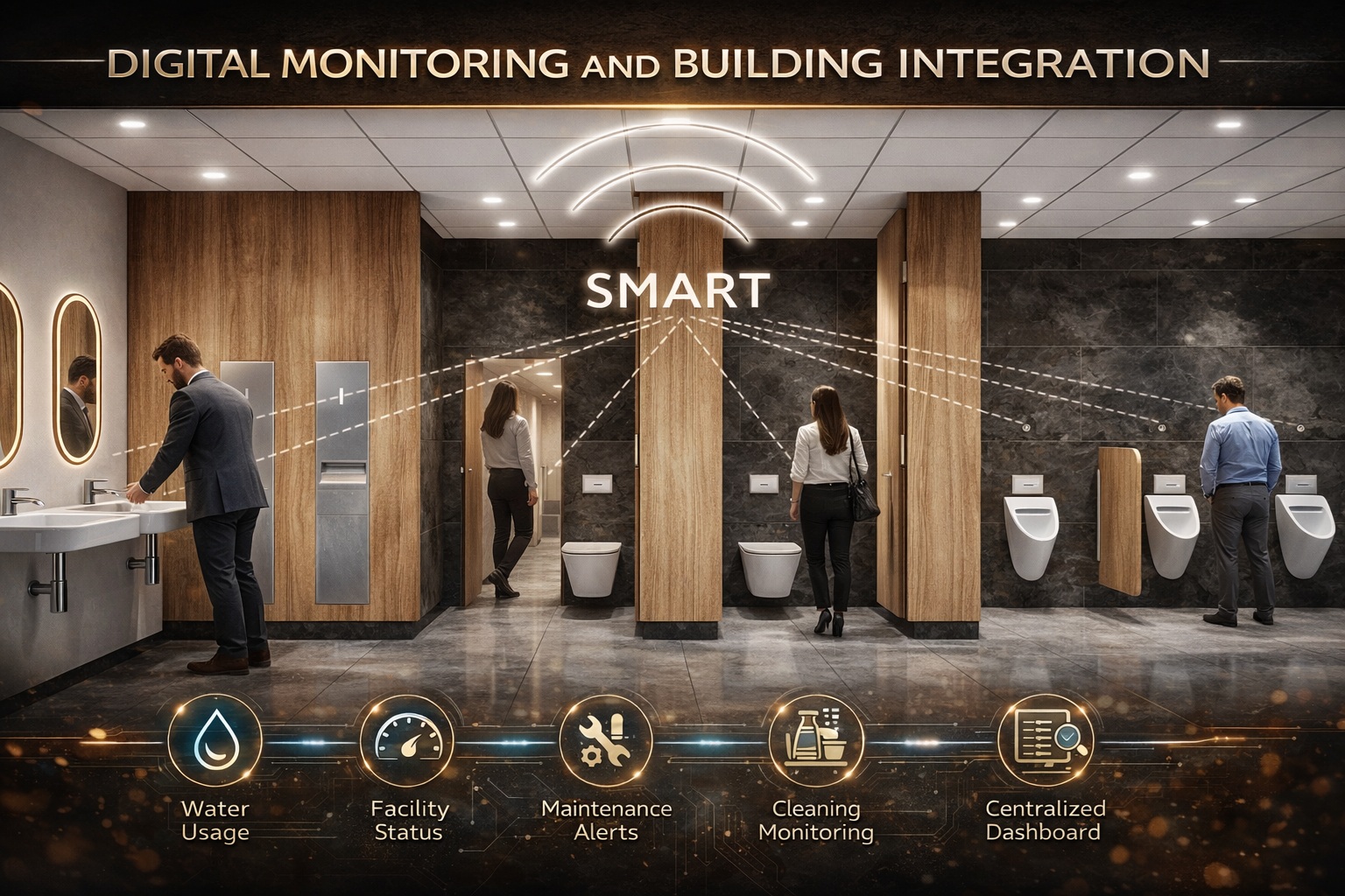 Smart building bathroom monitoring system