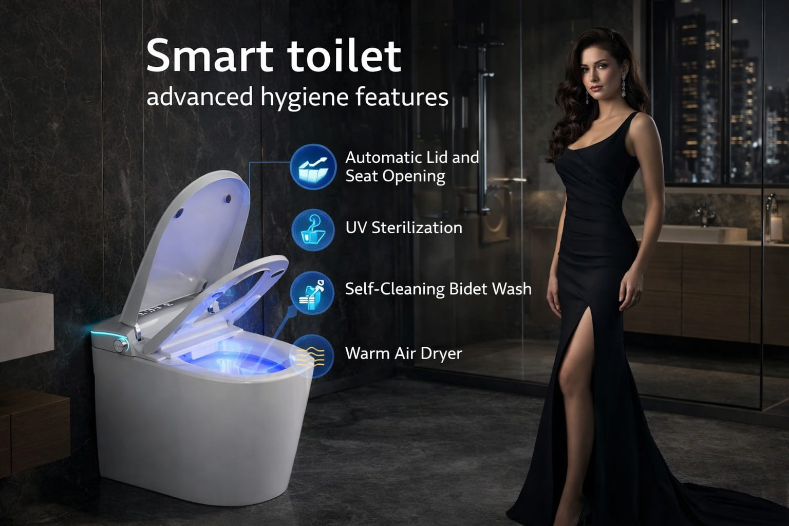 Smart toilet advanced hygiene features