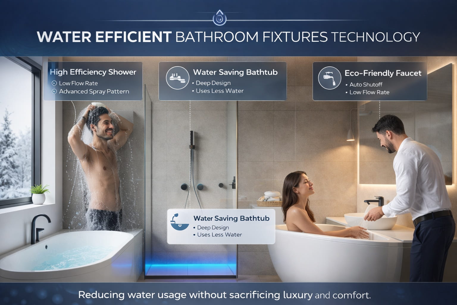 Water efficient bathroom fixtures technology