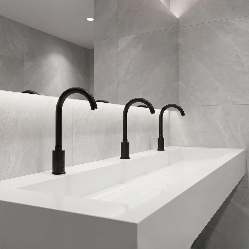 Matte black automatic commercial touchless sensor faucet product view